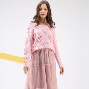 CHICWISH KNIT YOUR LOVE V-NECK SWEATER IN PINK